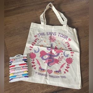 (NWT) Taylor Swift "Eras" Tour Tote Bag & Friendship Bracelet Bundle